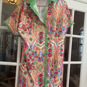 Colorful Geometric Button-Up Shirt style dress! TAG
